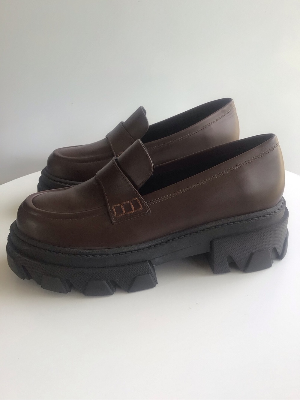 Alohas trailblazer brown chunky loafers size 38 7.5 - Picture 2 of 16